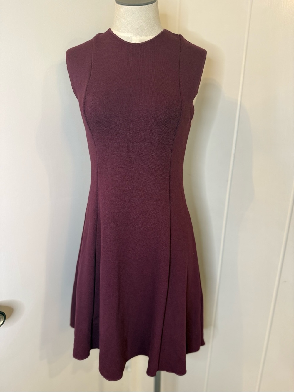 Zara Sleeveless knit Fit & Flare Dress in Wine Sz S